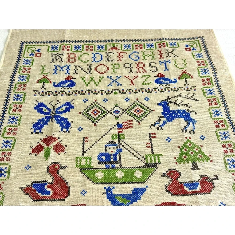 Vintage Kay Dee 100% Pure Linen Tea‎ Towel MCM Design by Lois Long 17 x30 NEW